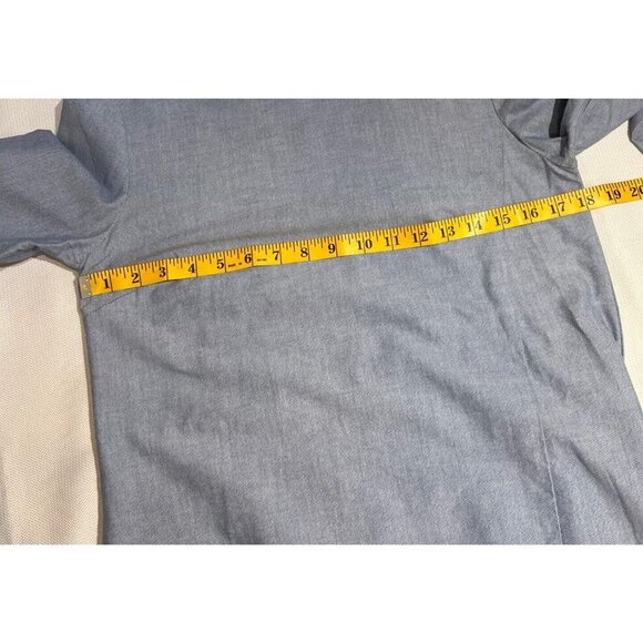 ZARA Basic Womens Shirt Dress Blue Chambray Bell Sleeve Sz S Mini Short Pockets - Picture 5 of 12